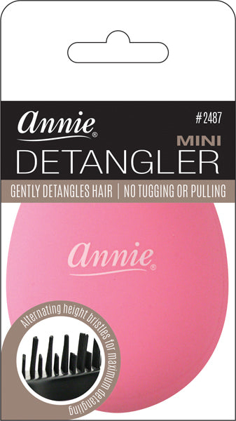 Annie Mini Detangler Brush Rubberized Pink Colour.