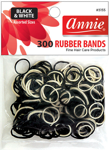 Annie Rubber bands Black/ White 300ct