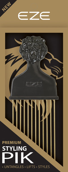 EZE Lion  Head Styling Pik 4in Black Plastic Handle.