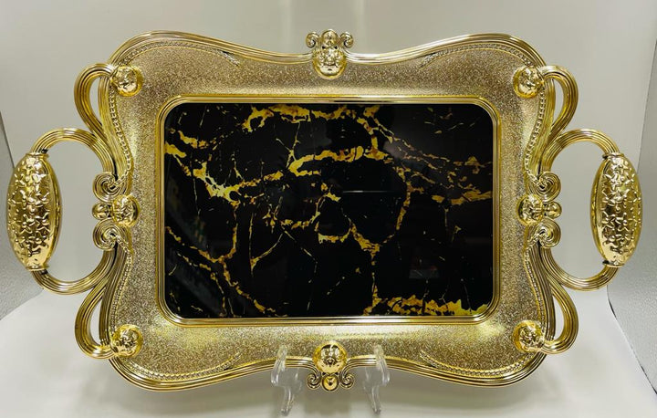 Tray, Black Marble  Golden ጋንቴራ